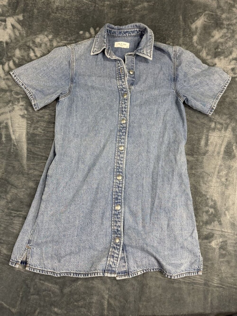 Rag & Bone Womens Blue Denim Short Sleeve Button-Down Shirt Dress S/P